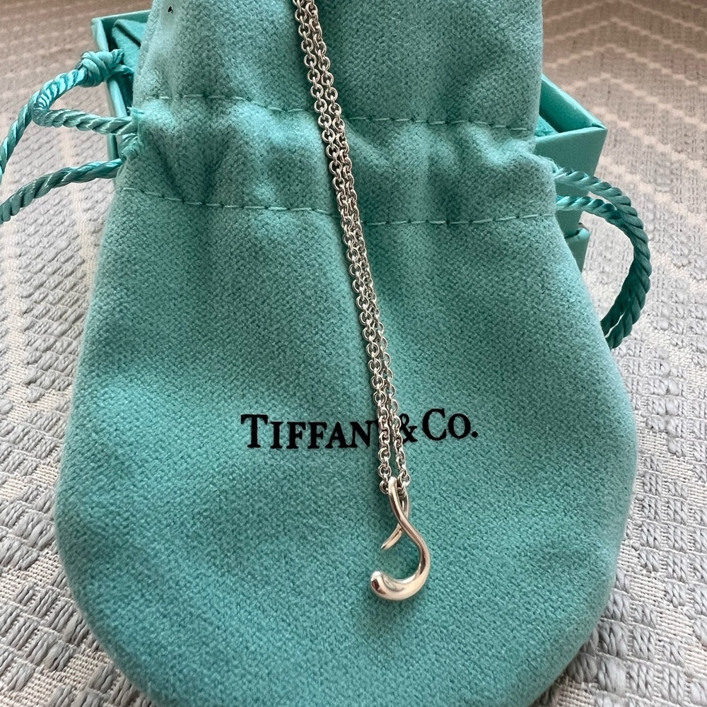 Tiffany & Co. Silver 925 Elsa Peretti Initial Script Letter S Pendant Necklace